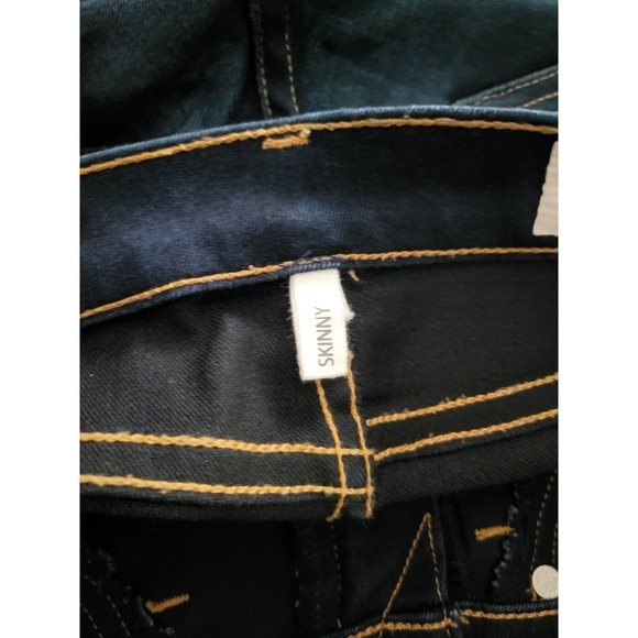 Rag & Bone Jeans Womens 25 Dark Blue Wash Denim Low Rise Skinny Stretch Fringe - Picture 5 of 10